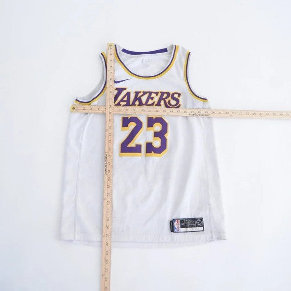 Nike NBA LA Lakers Lebron James White Purple Dri-fit A1G513968F Swingman  Jersey - Picture 4 of 10